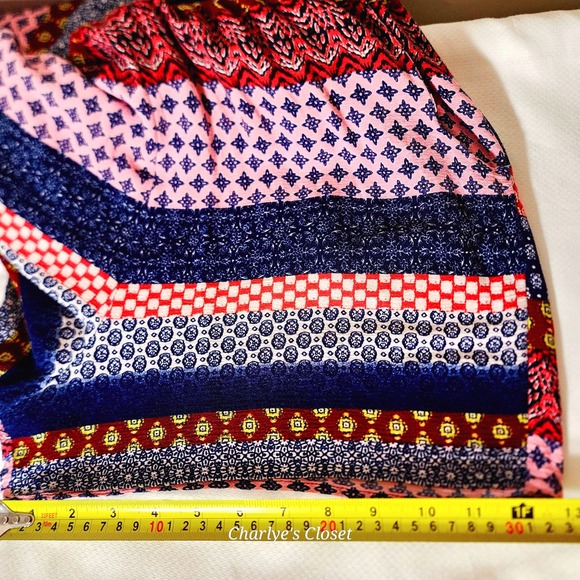 Venus Abstract‎ Print Boho Multicolor Bell Sleeve Romper M|Beach Vacation Lounge - Picture 5 of 10